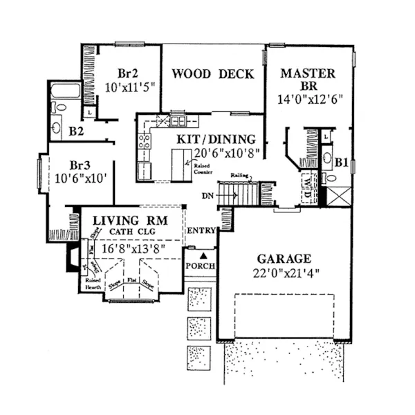 Ranch House Plan First Floor - Mozart Mill Traditional Home 042D-0006 - Shop House Plans and More