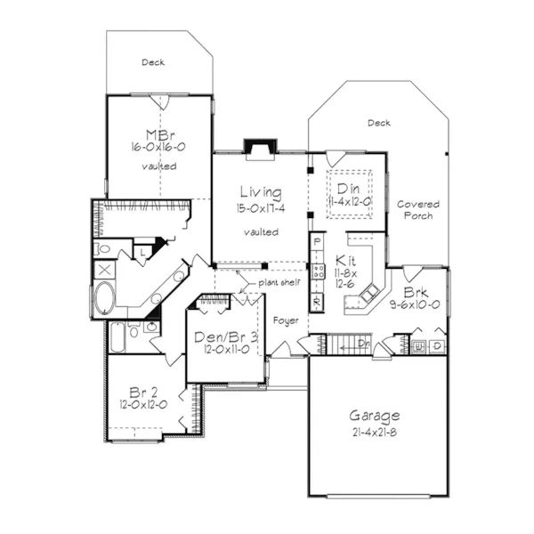 Craftsman House Plan First Floor - Stafford Ranch Home 045D-0003 - Shop House Plans and More