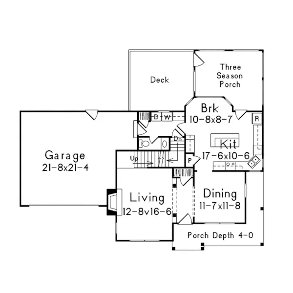 Southern House Plan First Floor - Trailwood Country Home 045D-0005 - Shop House Plans and More