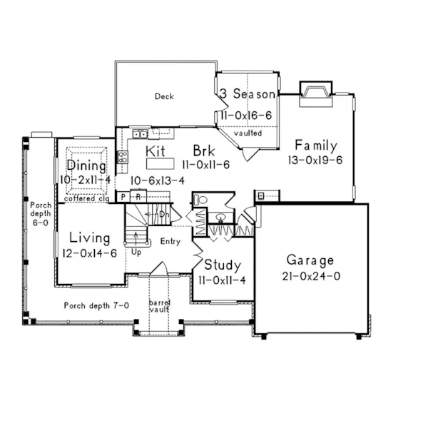 Bungalow House Plan First Floor - Knollwood Country Home 045D-0006 - Search House Plans and More