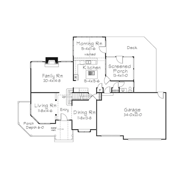 Arts & Crafts House Plan First Floor - Shadypeak Country Home 045D-0007 - Shop House Plans and More