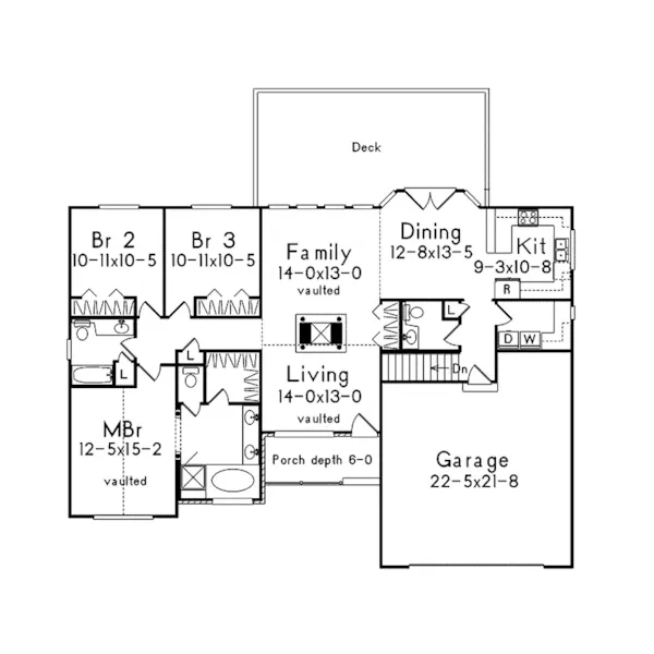 Traditional House Plan First Floor - Bradley Mill Ranch Home 045D-0009 - Search House Plans and More