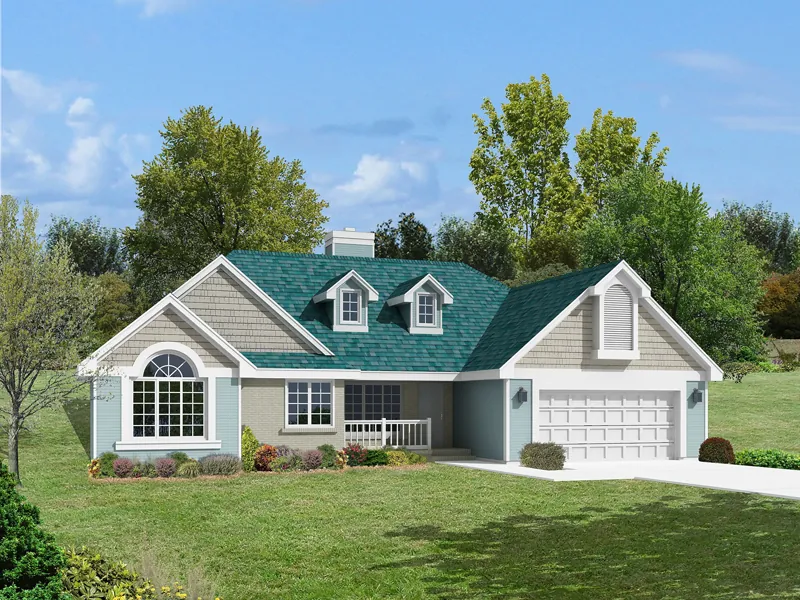 Shingle Siding And Multiple Gables Decorate This Ranch