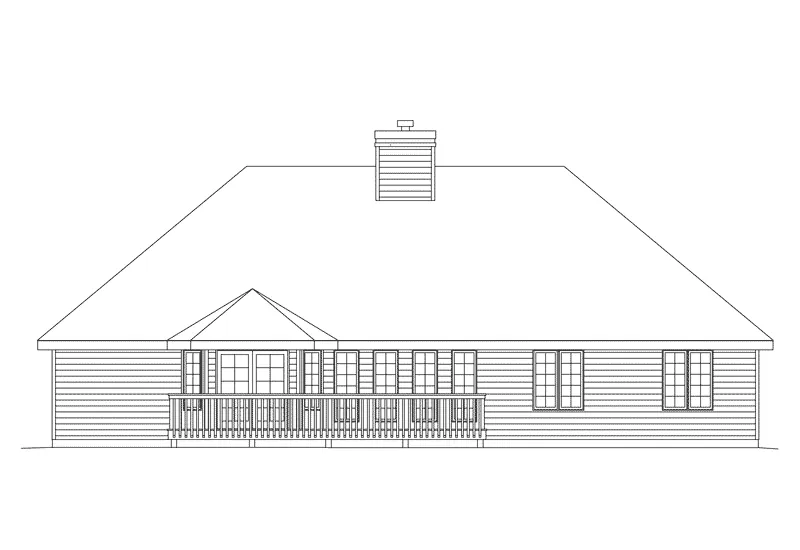 Ranch House Plan Rear Elevation - Bradley Mill Ranch Home 045D-0009 - Search House Plans and More