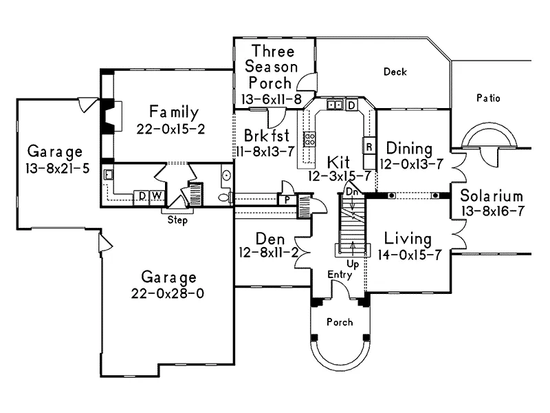 Southern House Plan First Floor - Windsor Forest Sunbelt Home 045D-0011 - Shop House Plans and More