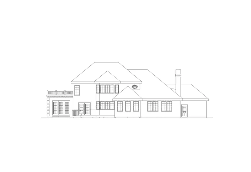 Southern House Plan Rear Elevation - Windsor Forest Sunbelt Home 045D-0011 - Shop House Plans and More