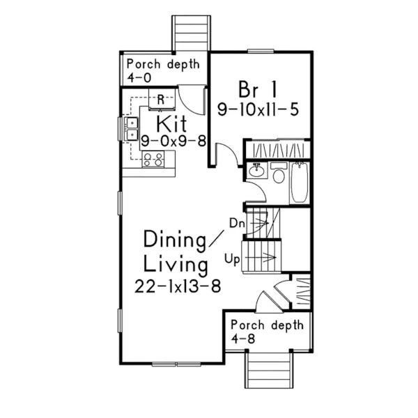 Cabin & Cottage House Plan First Floor - Westover Compact Narrow Lot Home 045D-0013 - Shop House Plans and More