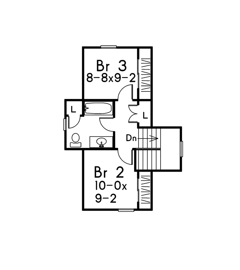 Cabin & Cottage House Plan Second Floor - Westover Compact Narrow Lot Home 045D-0013 - Shop House Plans and More