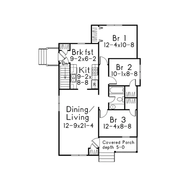 Farmhouse Plan First Floor - Oaktrail Quaint Cottage Home 045D-0014 - Shop House Plans and More