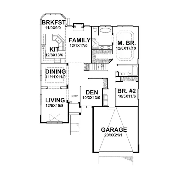 Craftsman House Plan First Floor - Escambia Traditional Ranch Home 046D-0006 - Search House Plans and More