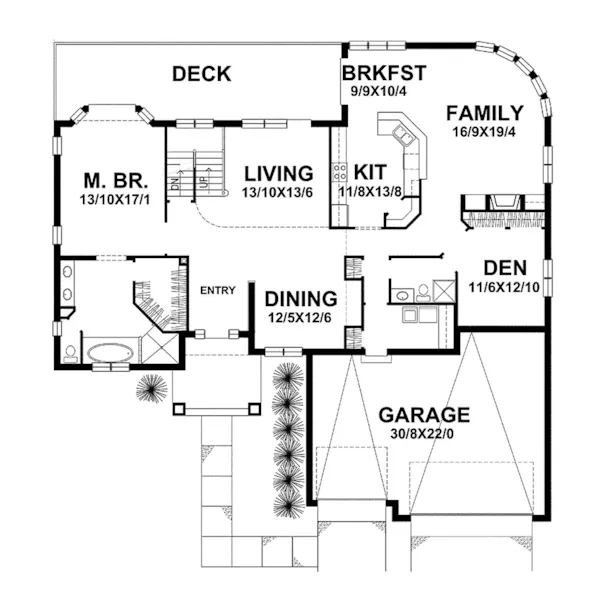 Sunbelt House Plan First Floor - Marigold Traditional Home 046D-0019 - Shop House Plans and More