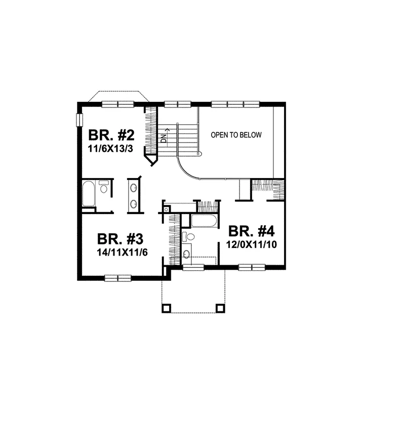 Southwestern House Plan Second Floor - Marigold Traditional Home 046D-0019 - Shop House Plans and More