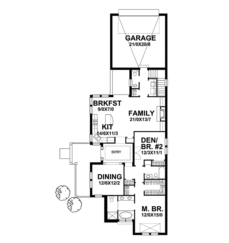 Southern House Plan First Floor - Miriam Ridge Ranch Home 046D-0020 - Shop House Plans and More