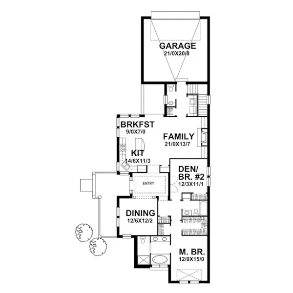 Shingle House Plan First Floor - Miriam Ridge Ranch Home 046D-0020 - Shop House Plans and More