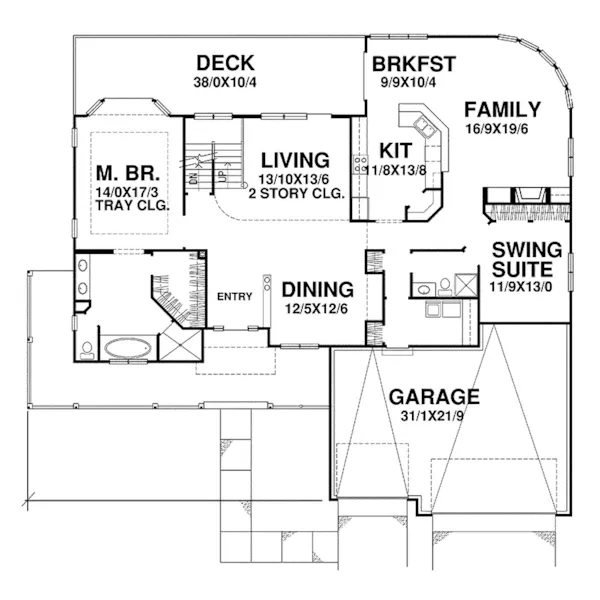 Traditional House Plan First Floor - Teson Farm Traditional Home 046D-0027 - Shop House Plans and More