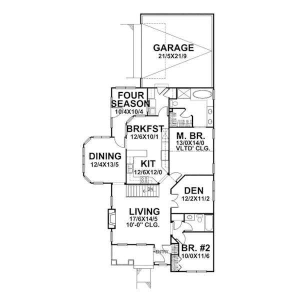 Arts & Crafts House Plan First Floor - Nariko Narrow Lot Home 046D-0031 - Shop House Plans and More