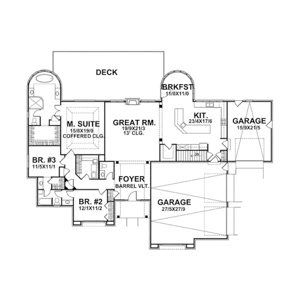 Traditional House Plan First Floor - Baxton Way Ranch Home 046D-0032 - Search House Plans and More