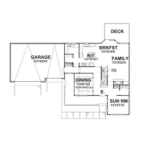 Modern House Plan First Floor - Willow Lake Country Farmhouse 046D-0033 - Shop House Plans and More