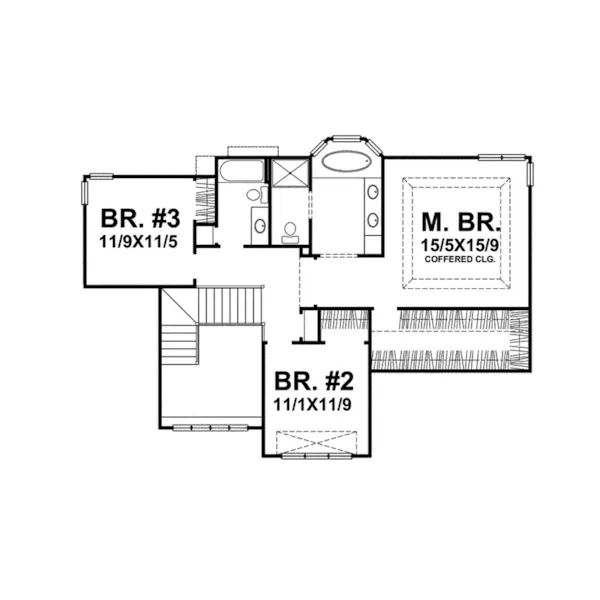 Traditional House Plan Second Floor - Raintree Crossing Craftsman Home 046D-0036 - Shop House Plans and More