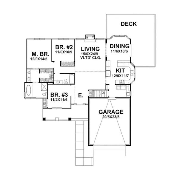 Traditional House Plan First Floor - Primgarden Ranch Home 046D-0037 - Shop House Plans and More