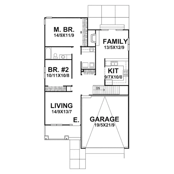 Southern House Plan First Floor - Finlay Narrow Lot Home 046D-0043 - Search House Plans and More