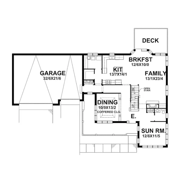 Southern House Plan First Floor - Thomasson Prairie Style Home 046D-0066 - Shop House Plans and More