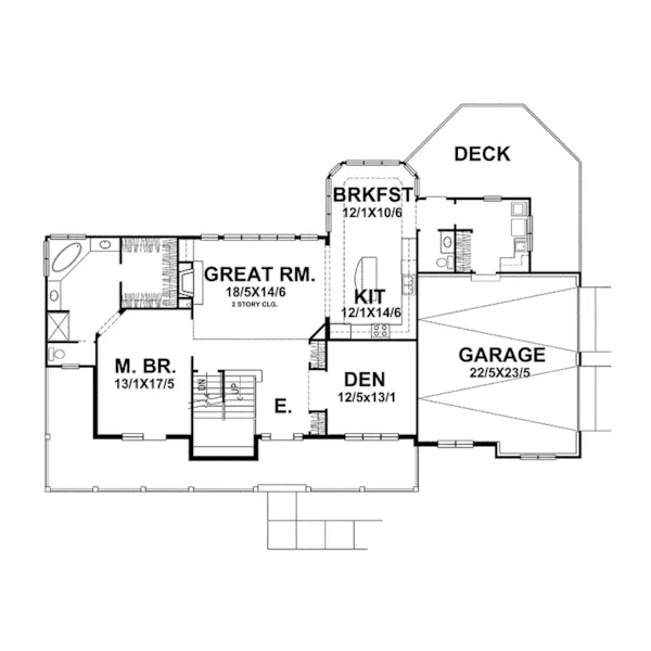 Southern House Plan First Floor - Chandler Creek Country Farmhouse 046D-0068 - Search House Plans and More