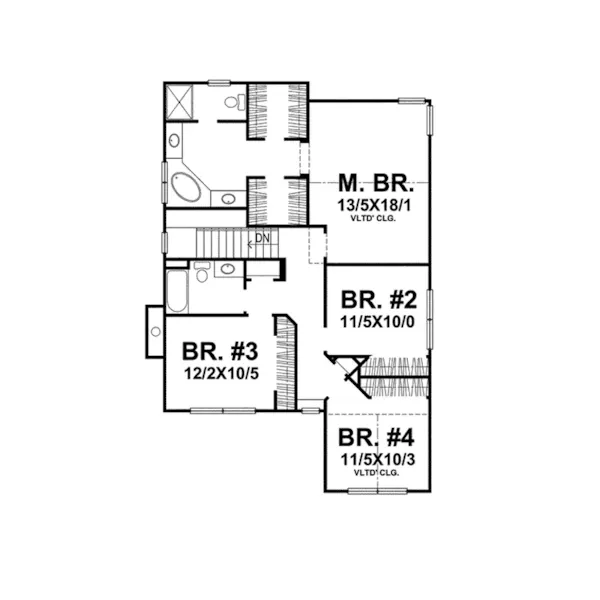 Traditional House Plan Second Floor - Waldmann Shingle Style Farmhouse 046D-0069 - Shop House Plans and More