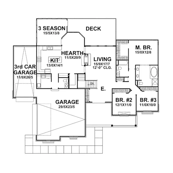 Country House Plan First Floor - Marlowe Creek Ranch Home 046D-0098 - Shop House Plans and More