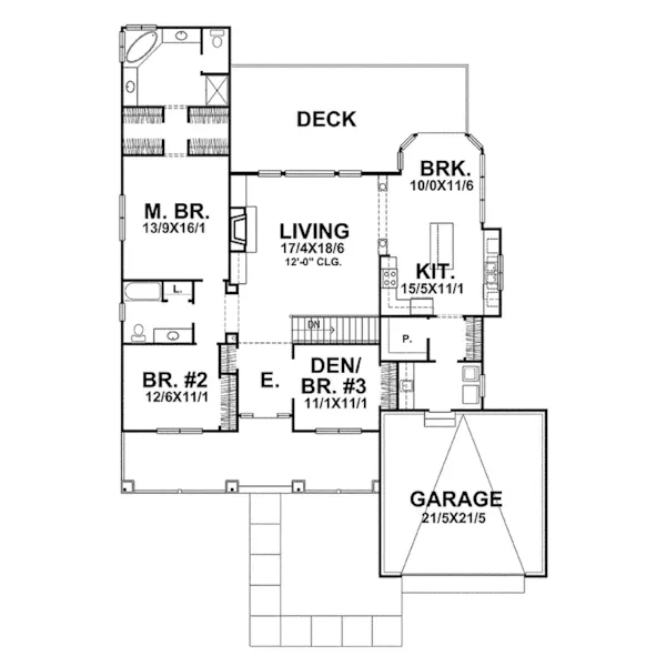 Bungalow House Plan First Floor - Sharmilla Craftsman Farmhouse 046D-0104 - Shop House Plans and More