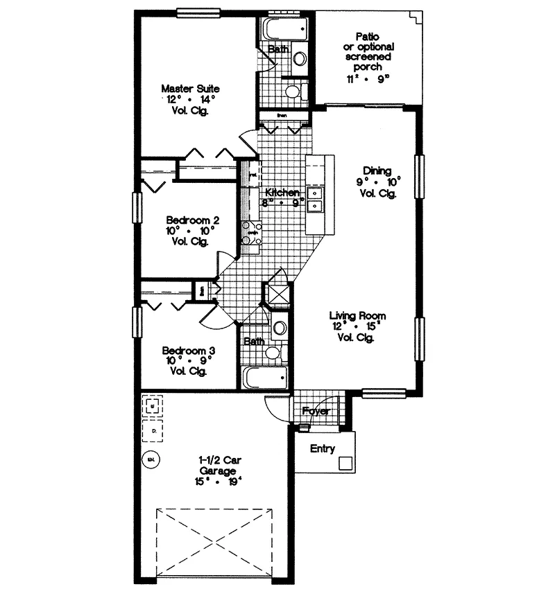 Santa Fe House Plan First Floor - Tarpon Springs Narrow Lot Home 047D-0001 - Shop House Plans and More
