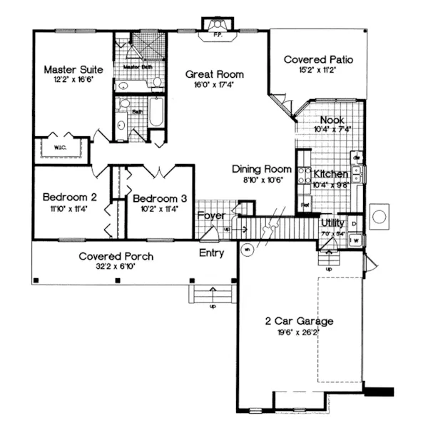 Southern House Plan First Floor - Buchanan Creek Rustic Home 047D-0005 - Search House Plans and More