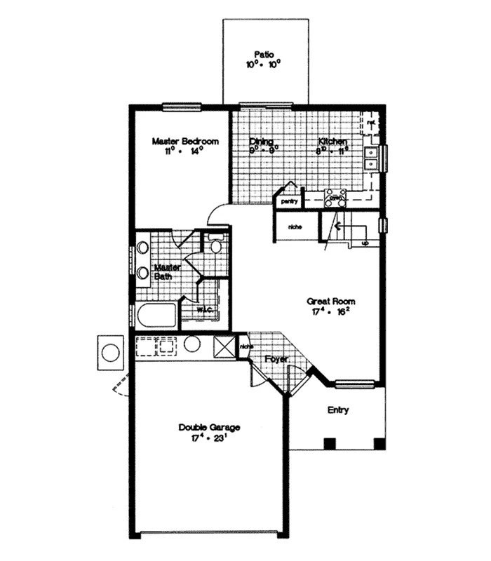 Traditional House Plan First Floor - Fowler Stucco Ranch Home 047D-0007 - Search House Plans and More