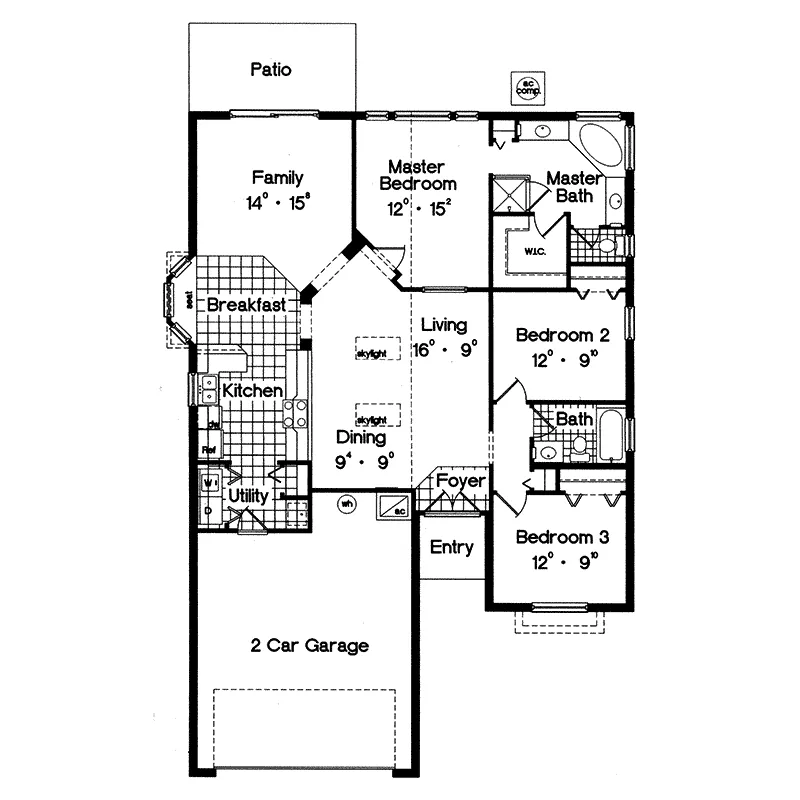 Ranch House Plan First Floor - Baywood Village Sunbelt Home 047D-0011 - Search House Plans and More