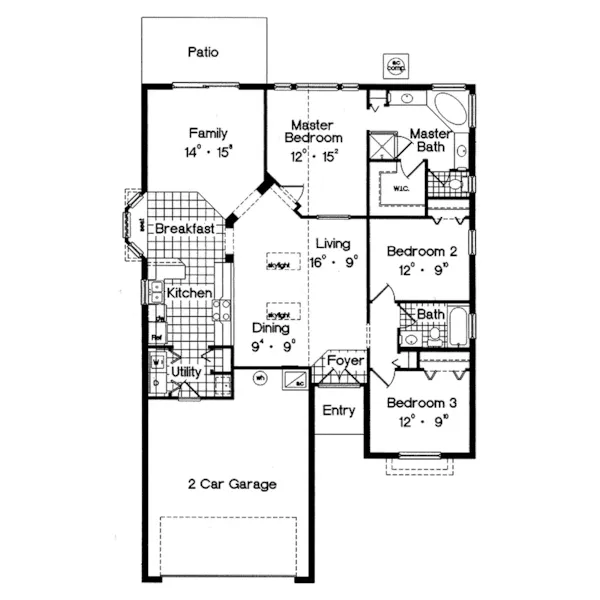 Sunbelt House Plan First Floor - Baywood Village Sunbelt Home 047D-0011 - Search House Plans and More