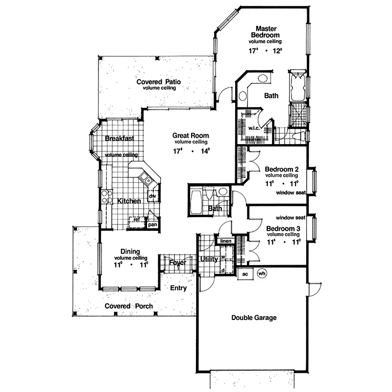 Southern House Plan First Floor - Caladesi Ranch Home 047D-0012 - Search House Plans and More