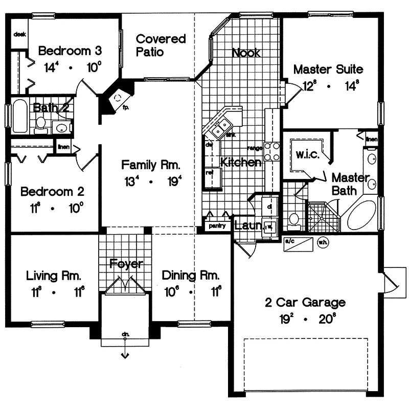 Ranch House Plan First Floor - Bay Pines Modern Ranch Home 047D-0017 - Search House Plans and More