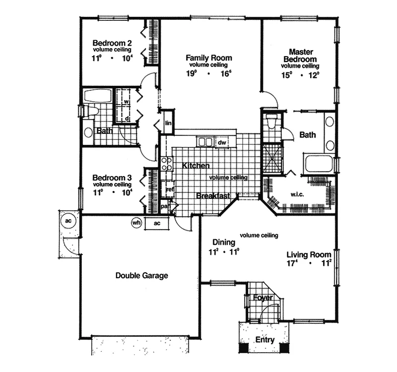 Ranch House Plan First Floor - Largo Sunbelt Home 047D-0018 - Shop House Plans and More