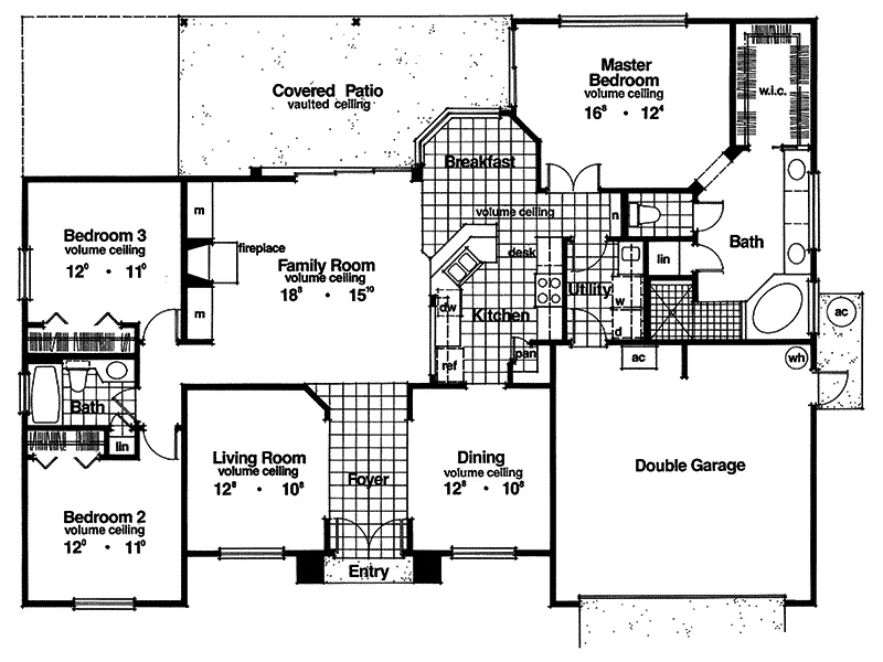 Traditional House Plan First Floor - Frankland Sunbelt Ranch Home 047D-0019 - Search House Plans and More