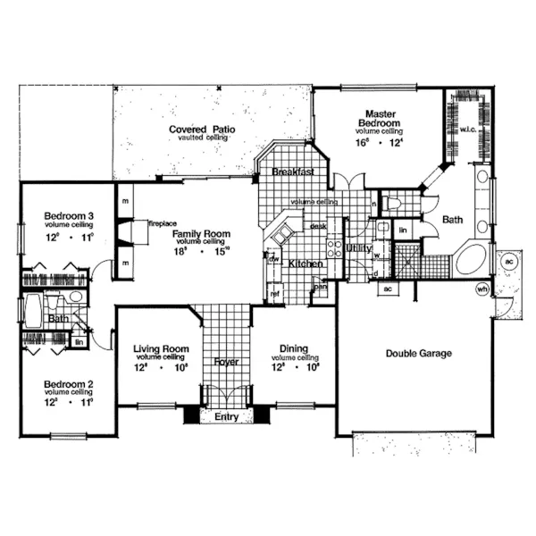 Southwestern House Plan First Floor - Plant City Sunbelt Home 047D-0020 - Shop House Plans and More