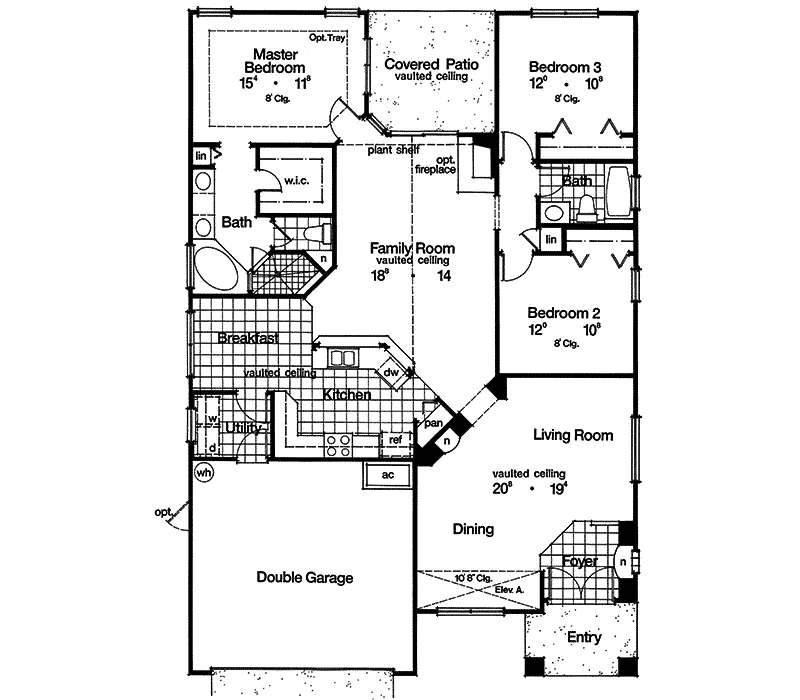 Ranch House Plan First Floor - Keysville Run European Home 047D-0023 - Search House Plans and More