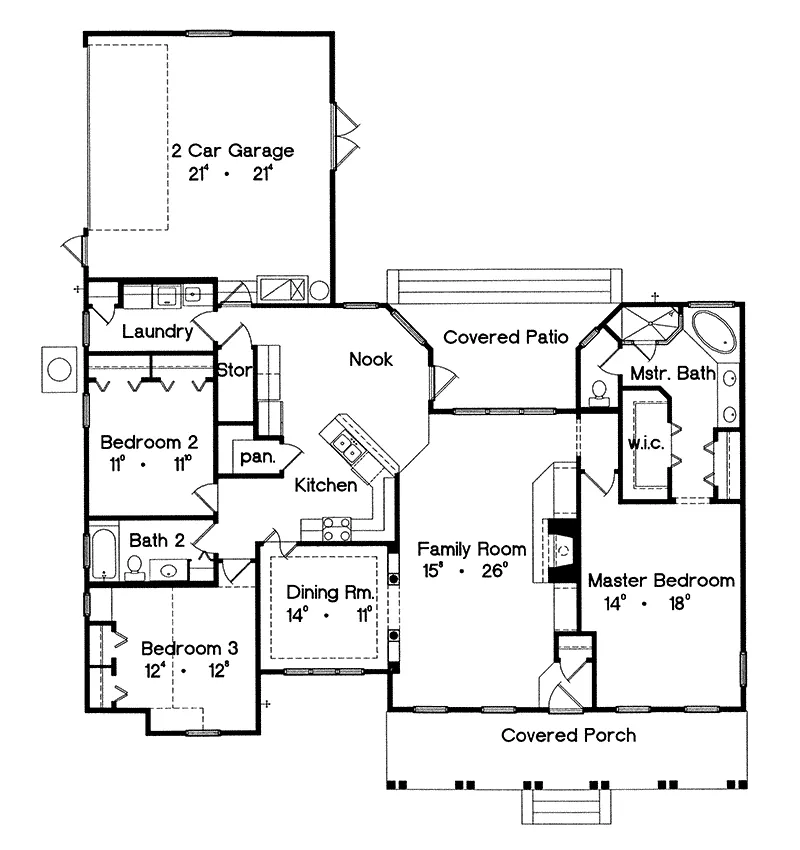 Ranch House Plan First Floor - Palmetto Country Ranch Home 047D-0032 - Shop House Plans and More