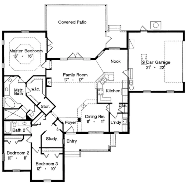 Ranch House Plan First Floor - Perdido Ranch Home 047D-0035 - Shop House Plans and More