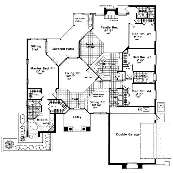 Mediterranean House Plan First Floor - Desoto Lake Sunbelt Home 047D-0039 - Search House Plans and More