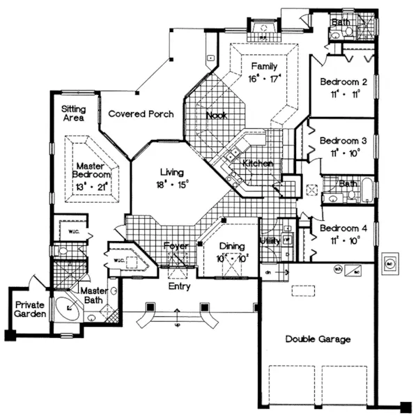 Traditional House Plan First Floor - Kensington Park Country Home 047D-0040 - Search House Plans and More