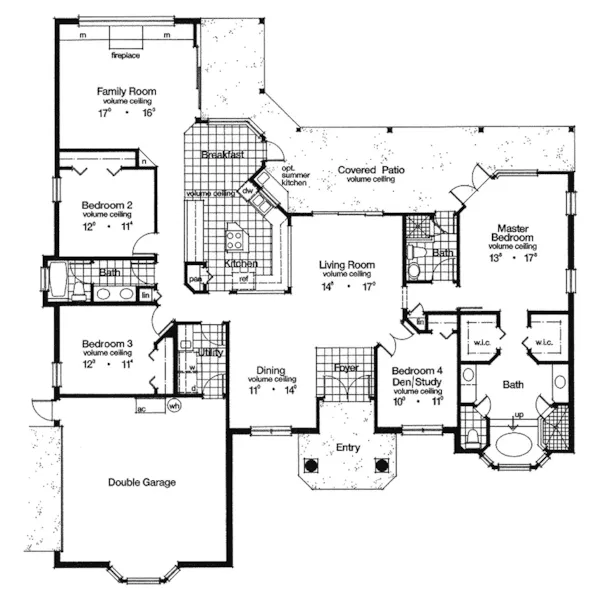 Ranch House Plan First Floor - Sara Bay Floridian Style Home 047D-0041 - Shop House Plans and More