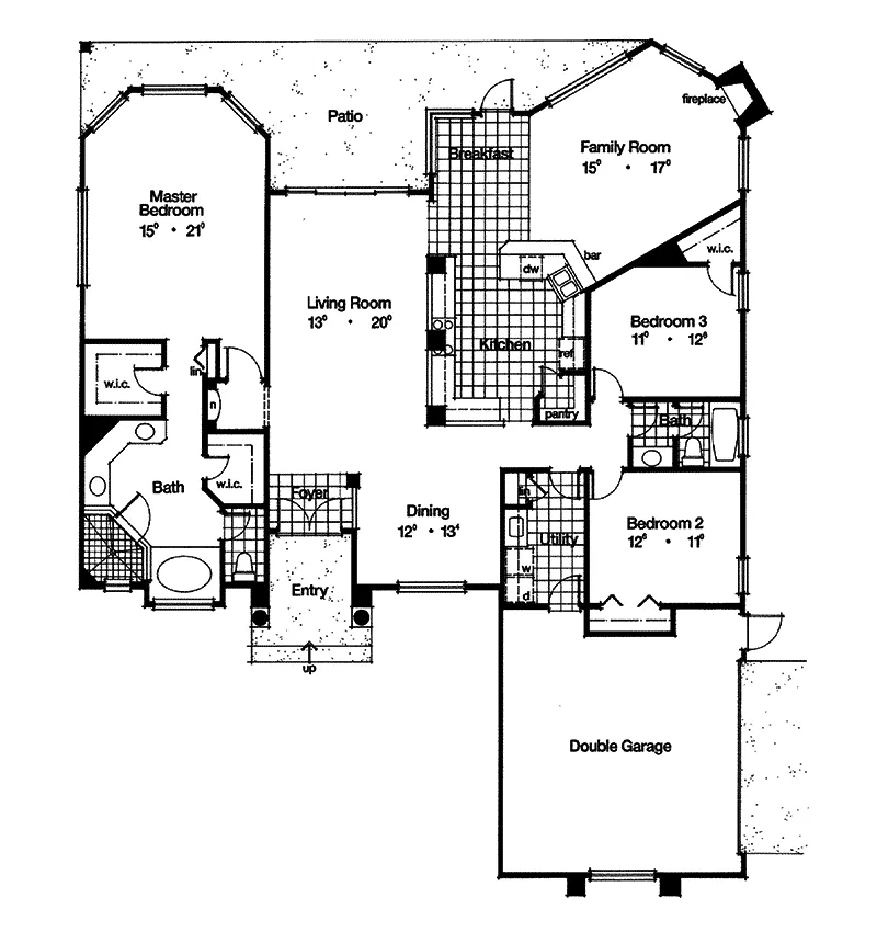 Southwestern House Plan First Floor - Lido Key Spanish Sunbelt Home 047D-0042 - Shop House Plans and More