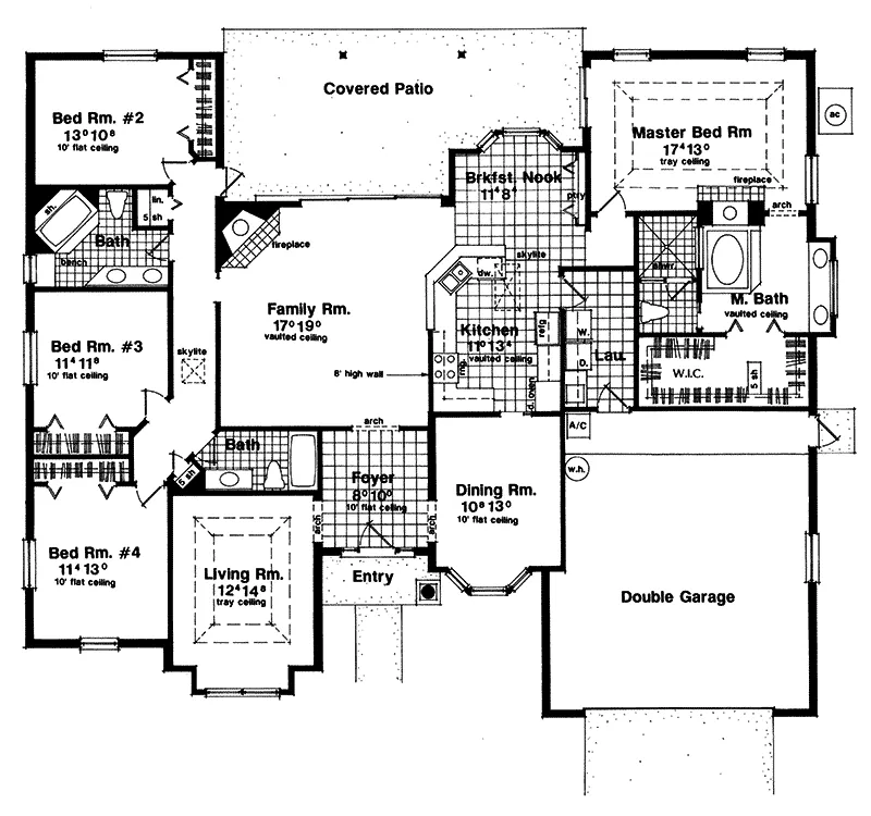 Southwestern House Plan First Floor - Fairhill Southwestern Home 047D-0044 - Search House Plans and More