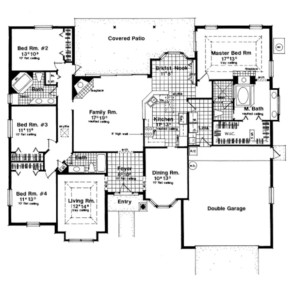 Southern House Plan First Floor - Fairhill Southwestern Home 047D-0044 - Search House Plans and More