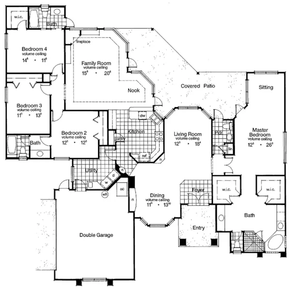 Contemporary House Plan First Floor - Gulf Gate Spanish Sunbelt Home 047D-0047 - Search House Plans and More